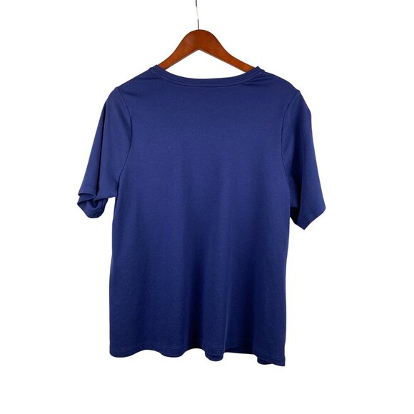 Isaac Mizrahi Live Essentials Soft Navy Blue Cotton Tee Elevate Your Casual Ward - Picture 2 of 5